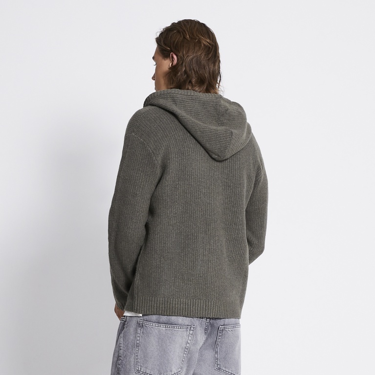 Knit zip hoodie "Sebastian" Dark Green